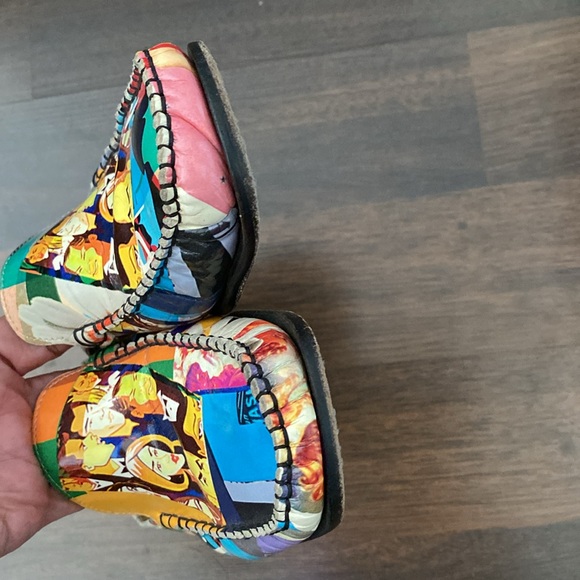 Sesto Meucci Italian Made Art Graphic Mule Sandals Size 7.5 M - Picture 5 of 16